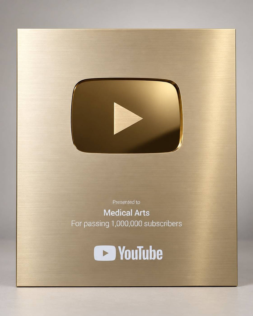 YouTube Gold Creator Award presented to Medical Arts for passing one million subscribers